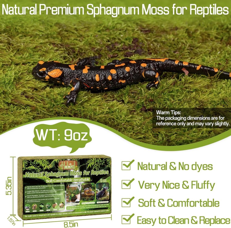 Halatool 9OZ Natural Sphagnum Moss for Reptiles- 14QT Green Moss for Terrarium Plants Long Fiber Reptile Moss for Leopard Gecko Snake Hamsters Tortoises Frogs Lizards Salamanders - Image 2